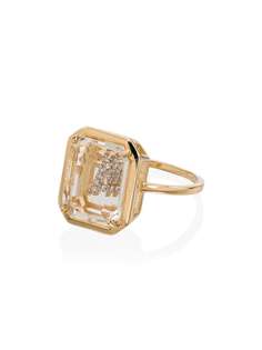 Mateo кольцо из желтого золота с инициалом A и бриллиантами