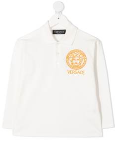 Versace Kids рубашка поло с вышивкой Medusa