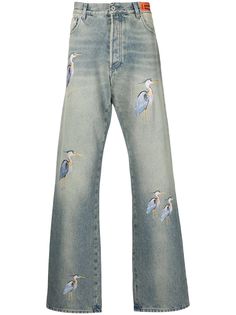 Heron Preston широкие джинсы с вышивкой