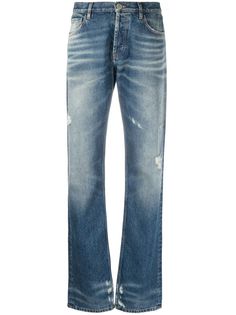 The Attico прямые джинсы с эффектом потертости