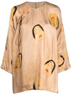 Uma Wang блузка с принтом и завязками