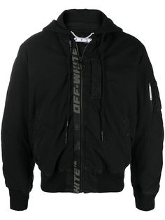 Off-White куртка-бомбер со сборками и логотипом