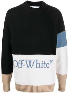 Off-White джемпер в стиле колор-блок с логотипом