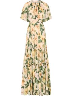 Dolce & Gabbana платье макси с цветочным принтом и складками