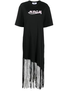 MSGM платье-футболка с бахромой
