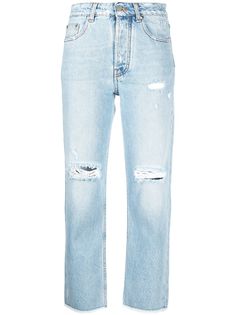 MSGM укороченные джинсы с эффектом потертости