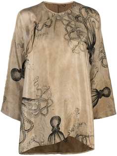 Uma Wang блузка с принтом и асимметричным подолом
