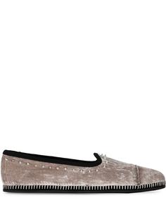 Giuseppe Zanotti бархатные лоферы с заклепками