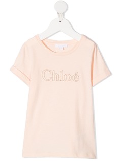Chloé Kids футболка с вышитым логотипом