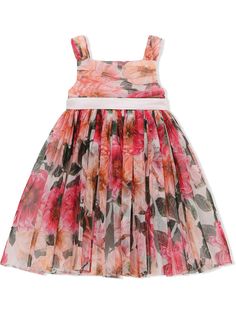 Dolce & Gabbana Kids платье мини с цветочным принтом и складками