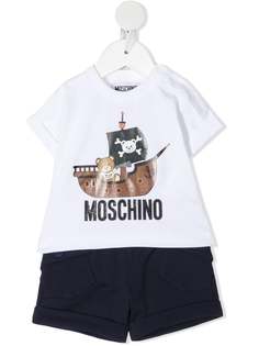 Moschino Kids комплект из футболки и шортов с графичным принтом