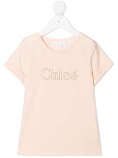 Chloé Kids футболка с вышитым логотипом