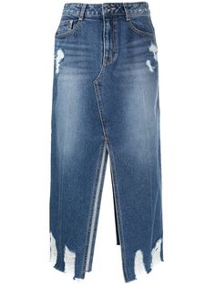 SJYP джинсовая юбка с эффектом потертости