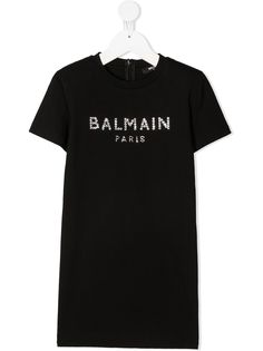 Balmain Kids платье-футболка с кристаллами