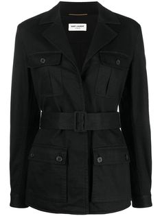 Saint Laurent жакет с карманами и поясом