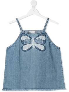 Stella McCartney Kids джинсовый топ с вышивкой