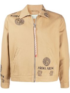 Aries джинсовая куртка на молнии с принтом