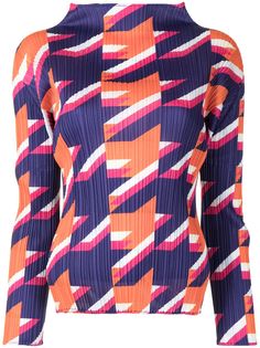Pleats Please Issey Miyake плиссированный топ с принтом