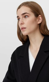 Stradivarius Пальто Из Трикотажной Ткани С Начёсом Женская Коллекция Черный Xl
