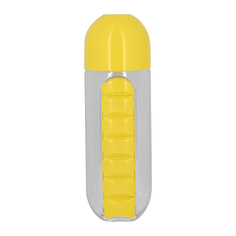 Бутылка для воды FUN PILLS с таблетницей yellow 500 мл
