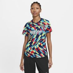 Женская предматчевая игровая футболка с коротким рукавом FC Barcelona Nike