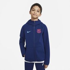 Футбольная худи с молнией во всю длину для школьников FC Barcelona Tech Fleece Nike