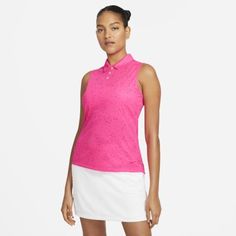 Женская рубашка-поло без рукавов с принтом для гольфа Nike Dri-FIT