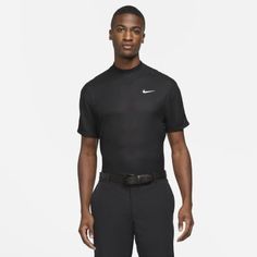 Мужская футболка для гольфа с коротким рукавом и воротником-стойкой Nike Dri-FIT Tiger Woods