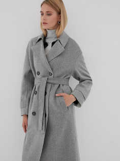 Двубортное пальто на поясе Zarina
