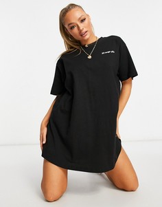 Платье-футболка в стиле oversized с надписью Night Addict-Черный цвет