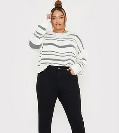 Черные зауженные джинсы со штрипками In The Style Plus x Lorna Luxe-Черный цвет