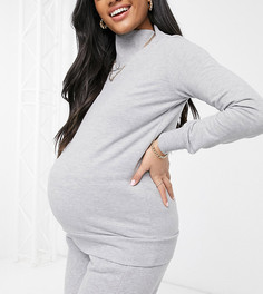 Серый меланжевый свитшот с высоким воротником Mamalicious Maternity Mama.Licious