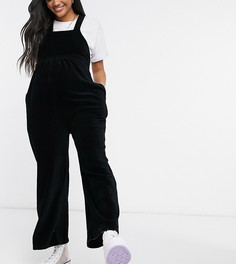 Черный вельветовый комбинезон с перекрестными бретельками ASOS DESIGN Maternity-Черный цвет