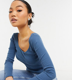 Голубой лонгслив с овальным вырезом River Island Petite