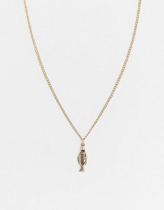 Золотистое ожерелье-цепочка с подвеской-рыбой Icon Brand-Золотистый