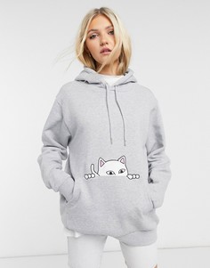 Худи серого цвета RIPNDIP Peeking Nermal-Серый