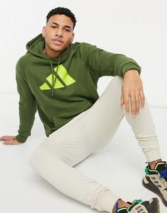 Худи цвета хаки с логотипом с тремя полосами adidas Training 3 bar-Зеленый цвет