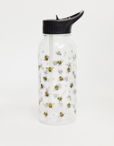 Бутылка для воды объемом 1 л c пчелами на принте Typo-Прозрачный