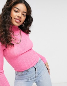 Розовая водолазка в рубчик ASOS DESIGN-Розовый цвет