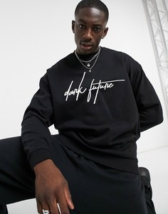 Черный свитшот в стиле oversized с логотипом-надписью ASOS Dark Futur-Черный цвет