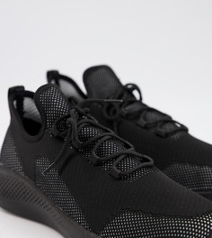 Черные кроссовки для бега с трикотажным верхом для широкой стопы ASOS DESIGN-Черный цвет