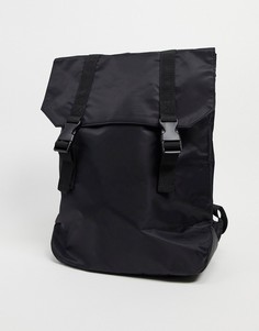 Черный нейлоновый рюкзак с двойными ремешками ASOS DESIGN-Черный цвет