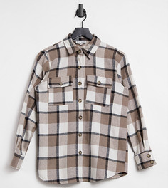 Oversized-рубашка в клетку кремовых оттенков In The Style Exclusive-Многоцветный