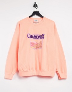 Окрашенный свитшот с вышивкой "Chamonix" Vintage Supply-Оранжевый цвет