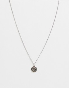 Серебристое ожерелье-цепочка с круглой подвеской со знаком рыб Icon Brand-Серебристый