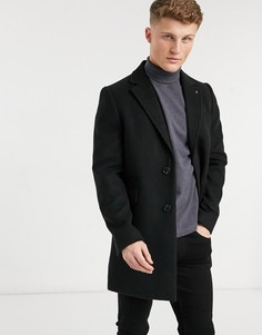 Черное пальто из переработанных материалов Burton Menswear-Черный цвет