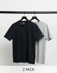 Комплект из 2 футболок черного и серого цвета с небольшим логотипом Champion-Серый