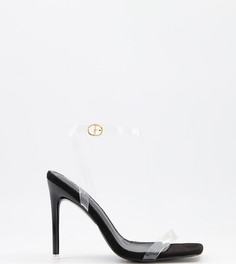 Черные замшевые босоножки на прозрачном каблуке для широкой стопы Simmi London Acadia-Черный цвет