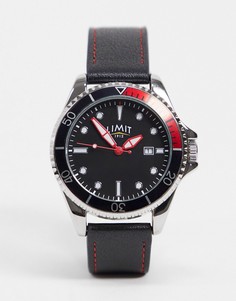 Часы с ремешком из искусственной кожи черного цвета с красной отстрочкой Limit-Черный цвет