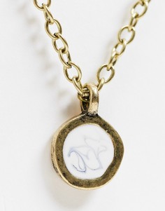 Золотистое ожерелье-цепочка с подвеской-монетой и белым камнем Icon Brand-Золотистый